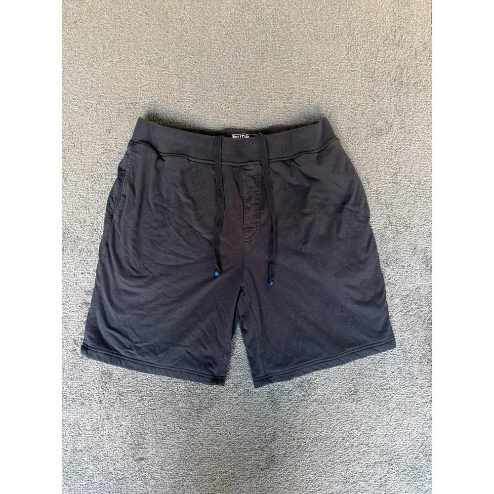 DudeRobe Sweat Shorts Men Large/XL Black Cotton Drawstring Pockets Elastic Waist